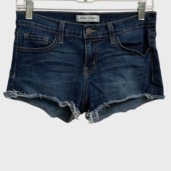 Flying Monkey Cutoff Jean Shorts Women's 27 Raw Hem Dark Wash Denim Made in USA - Picture 1 of 11